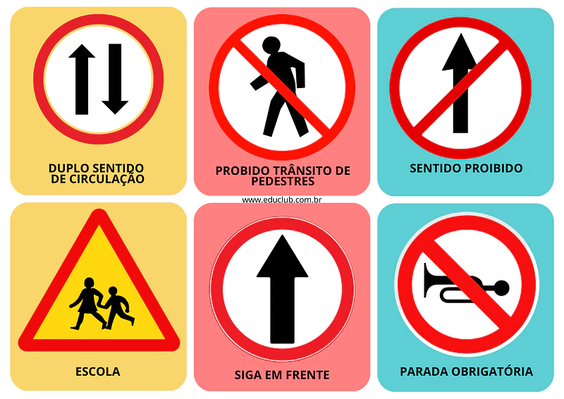 Placas de trânsito para imprimir | Educlub